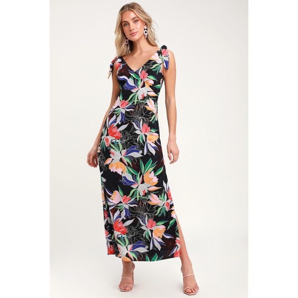 Lulus Beloved Becky Black Floral Print Maxi Dress - Picture 4 of 10